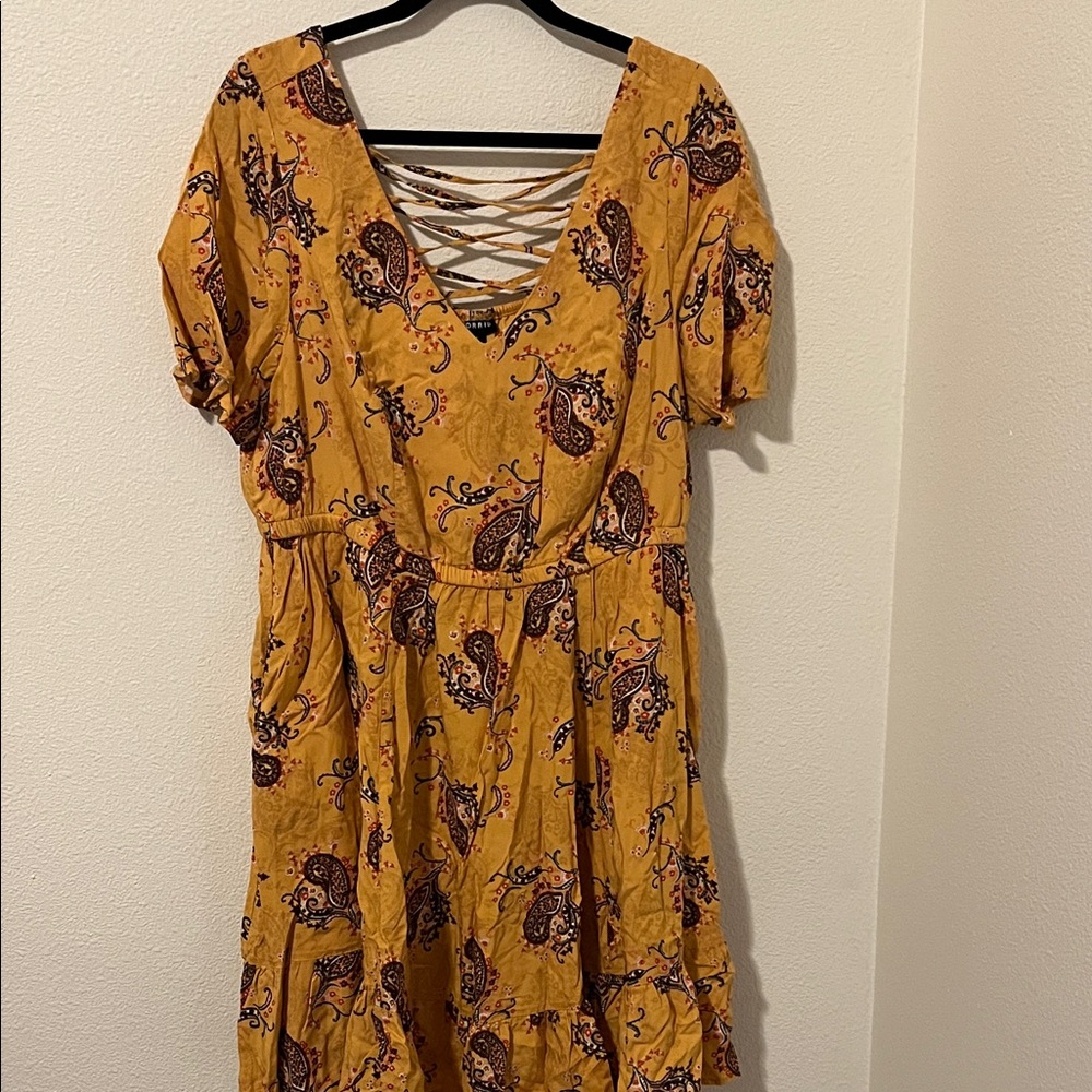 Torrid Mustard Paisley Midi Dress